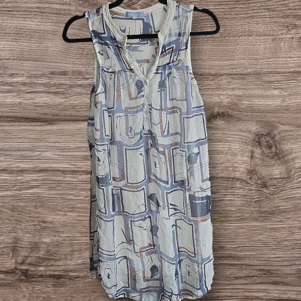 Stella Rosa woman's abstract print sleeveless tunic dress 100% silk